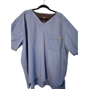 Carhartt Liberty Blue V-Neck Scrub Top C15108 Short Sleeve Ripstop Men 3XL